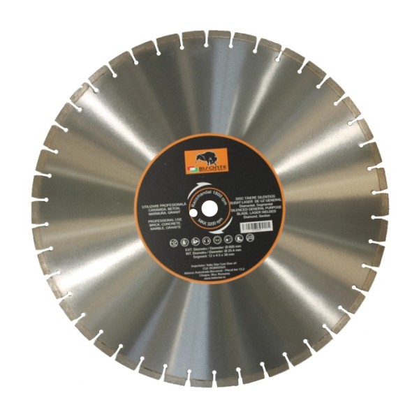 Диамантен диск за тухла, бетон, мрамор, гранит Bisonte , Ø 600 мм./ Ø 25.4 мм